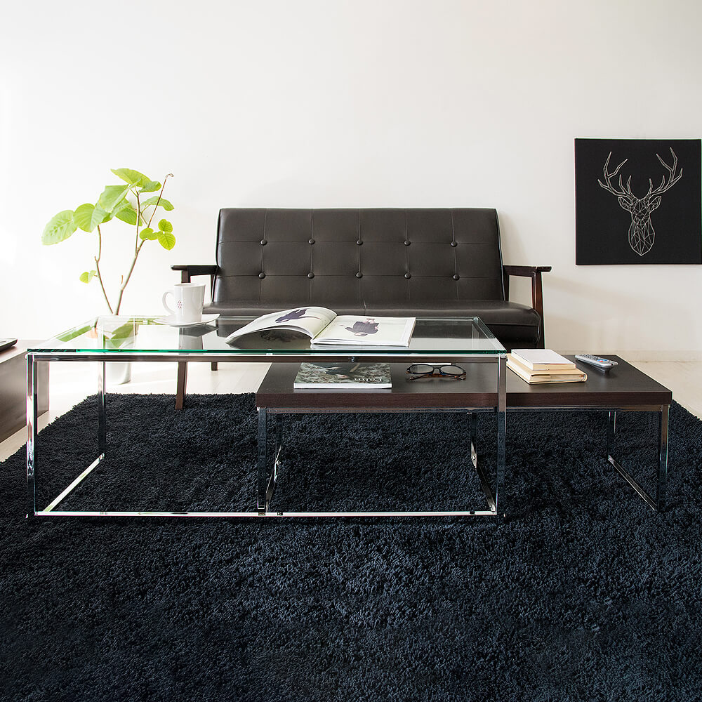 ｂｅｒｇａｍｏｔ ベルガモット ガラステーブル リビングテーブル ローテーブル ネストテーブル ２台セット センターテーブル おしゃれ