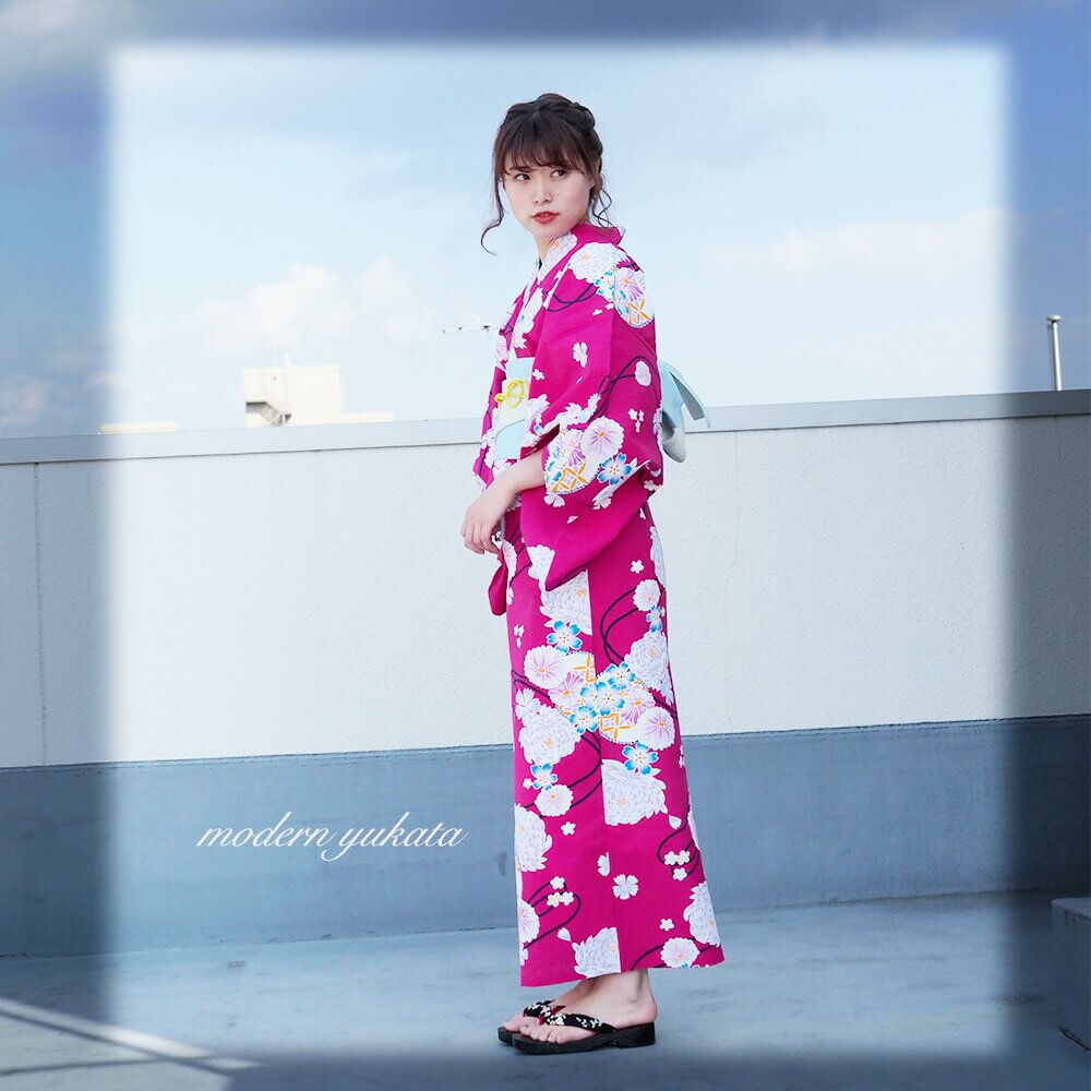 Love Berry 女性浴衣女士浴衣浴衣單物品浴衣無單物品重新流行縫製上女性用白粉紅黄色紫藍色櫻花菊花花紋 日本樂天市場