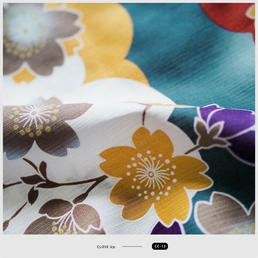 楽天市場 女性浴衣 レディース浴衣 浴衣 単品 浴衣単品 仕立て上がり レトロ 女性用 フリー モスグリーン 緑 白 雲 花柄 変わり織 アンココン Uncocon