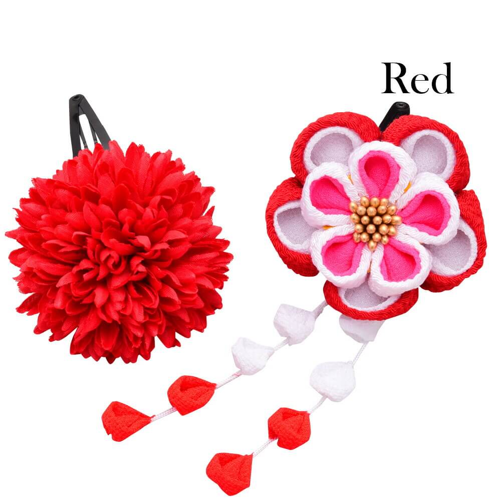 入荷予定 七五三 髪飾り ３歳 ７歳 かみかざり パッチンピン ２点セット ちりめん つまみ細工 ぶら飾り 花かんざし 髪留め 卒業式 Whitesforracialequity Org