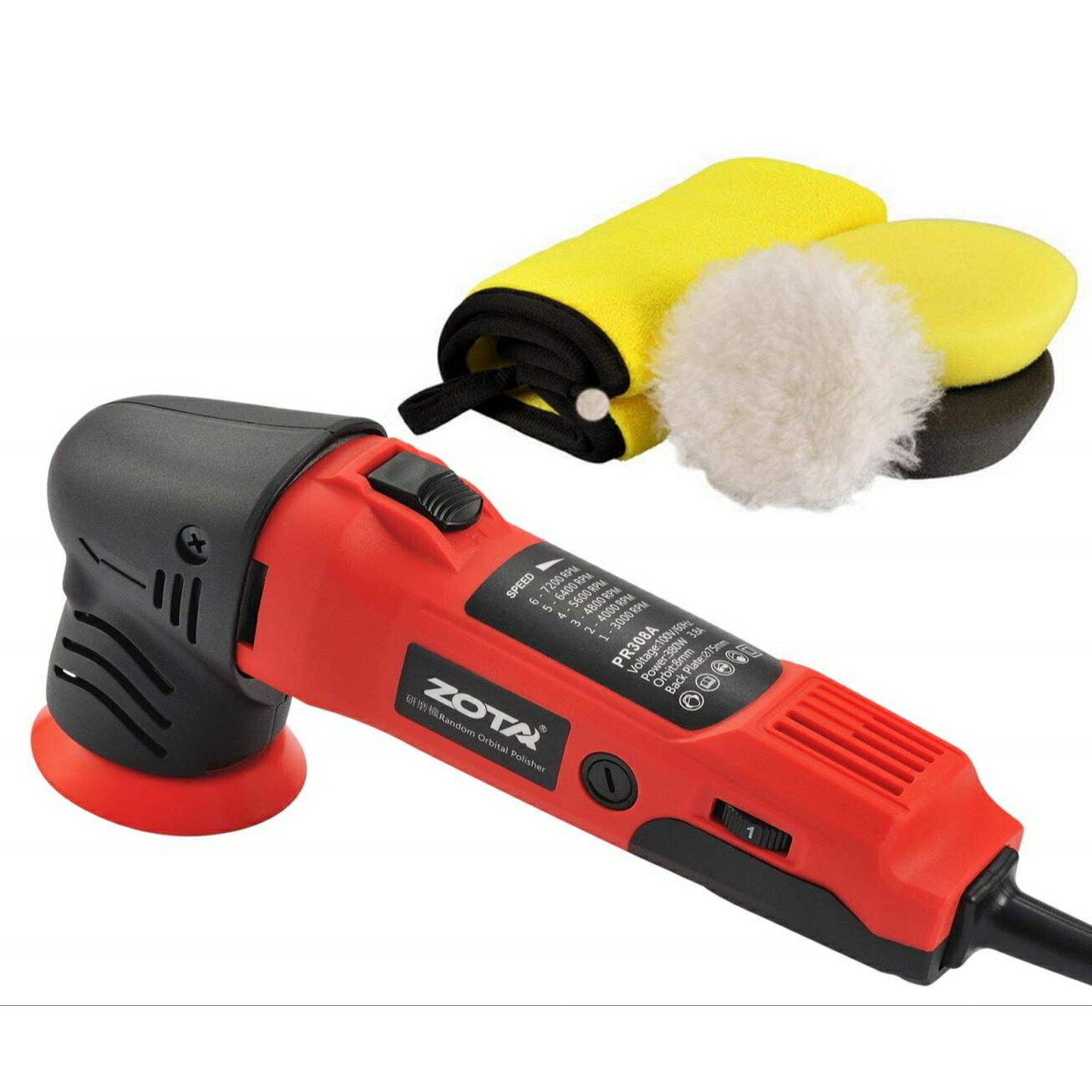 ZOTAポリッシャー,75mm小型 ランダムオービタル式,100V六段変速 3000-7200RPM 恒定回転速度 業務用 家庭用 自動車用 車磨き バイク用, 木工 錆消し 傷消し キズ消し 艶出し ワックスがけ 床磨き 家具のキズ修復 様々な 表面部分のコーティング 操作簡単｜Ｌｏｖｅどりーむ