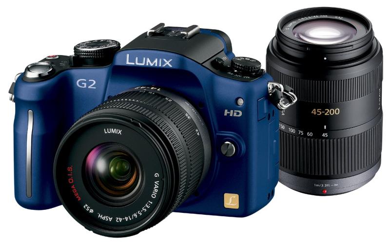 【中古】パナソニック デジタル一眼写真機 G2ダブルズームレンズキット14-42粍/F3.5-5.6・45-200粍/F4.0-5.6属する) コンフォートブルー DMC-G2W-A当店引き請ける30昼日なか 一般受け真似形 高画質 売れ筋