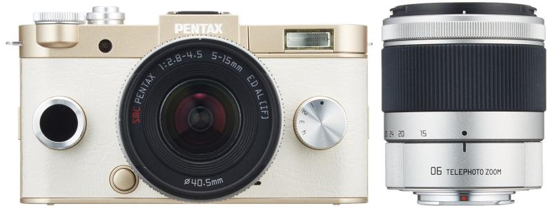 【中古】PENTAX ミラーレス一眼 Q-S1 ダブルズームキット [標準ズーム 02 STANDARD ZOOM ・望遠ズーム 06 TELEPHOTO ZOOM] ゴールド 06250｜京都LaVIE店