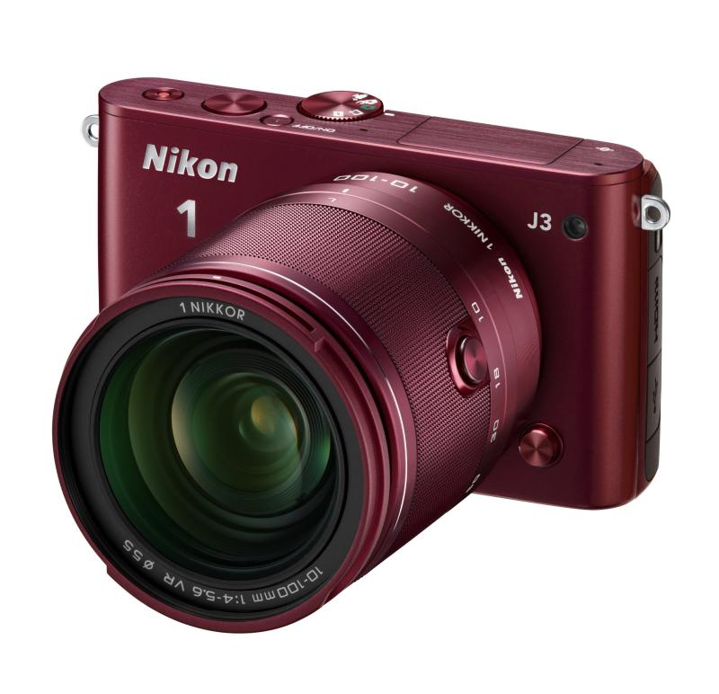 【中古】Nikon ミラーレス一眼 Nikon 1 J3 小型10倍ズームキット1 NIKKOR VR 10-100mm f/4-5.6付属 レッド N1J310ZKRD当店保証30日間 人気モデル 高画質 売れ筋