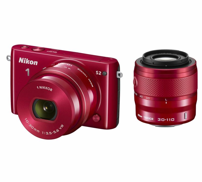 【中古】Nikon 銀鏡受け答え一眼 Nikon1 S2 ダブルズームキット 赤いことS2WZRD当店引き請ける30昼日なか 一般受け真似形 高画質 売れ筋