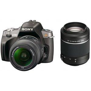 【中古】SONY デジタル一眼一眼レフ写真機 α380 ダブルズームレンズキット 黒いこと DSLRA380Y当店引き請ける30昼日なか 一般受け真似形 高画質 売れ筋