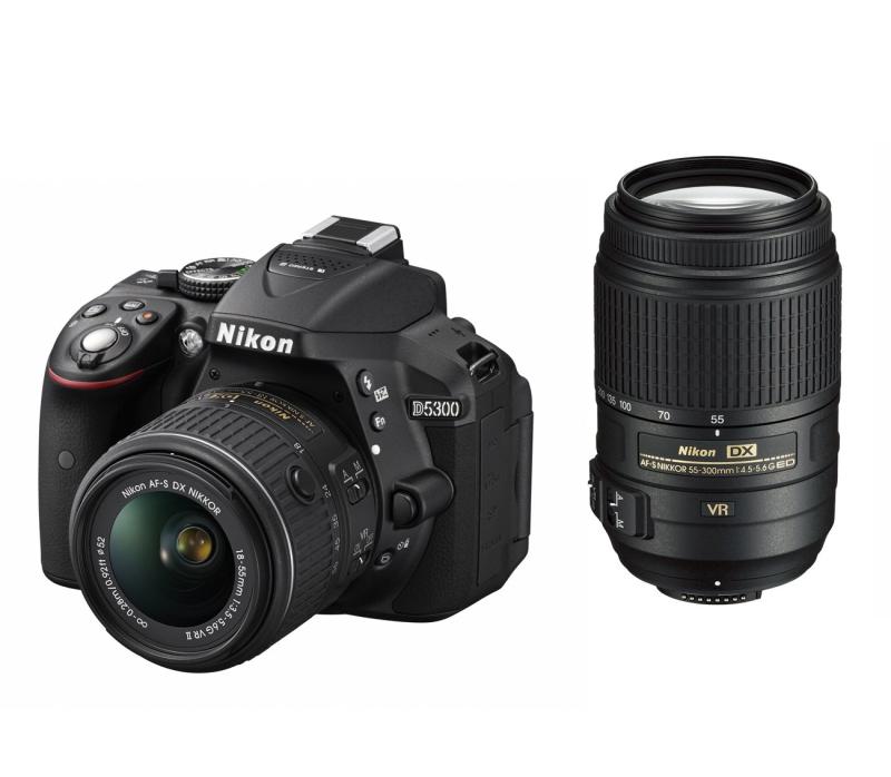 【中古】Nikon デジタル一眼レフカメラ D5300 ダブルズームキット ブラック 2400万画素 3.2型液晶 D5300WZBK｜京都LaVIE店