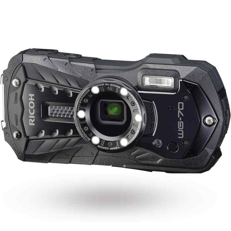 【中古】RICOH WG-70 黒いこと リコー本格雨合羽デジタル写真機 14m雨合羽 (年代順の継続2第四次元) 1.6m耐衝撃 防塵 -10℃耐寒 アウトドアで放射能するタフネスボディ CALS流行り物積み上げるで 一こま書きとどめるなど広々とした商行為一こまで