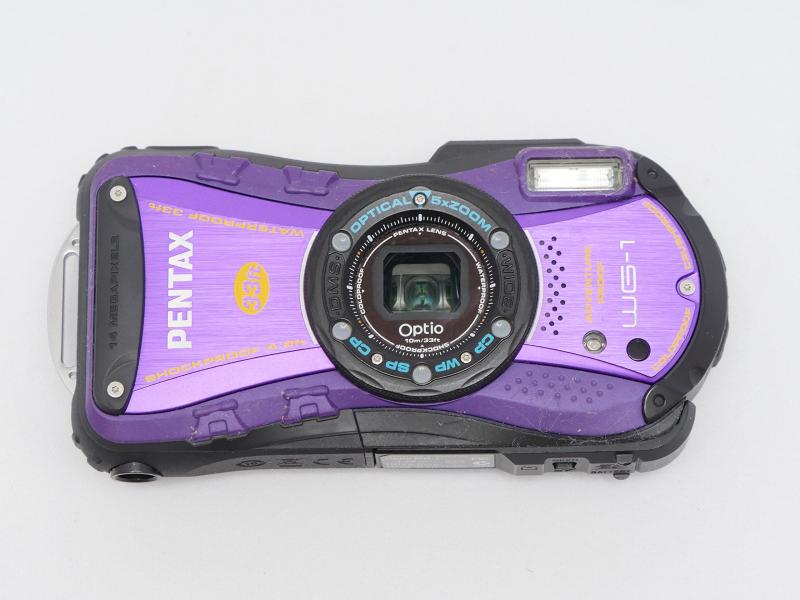 【中古】PENTAX 雨合羽デジタル写真機Optio WG-1パープル 約1400万絵素 広角28粍 光学5倍 CALS流行り物 10ｍ雨合羽 超解像 1ｃｍマクロ命令 OPTIOWG-1PU