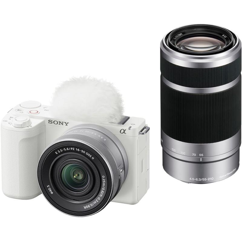 【中古】SONY(ソニー) Vlog用カメラ レンズ交換式VLOGCAM APS-C ミラーレス一眼カメラ ZV-E10M2 ダブルズームレンズキット(同梱レンズ:SELP16502+SEL55210) ウィンドスクリーン付属 ホワイト ZV-E10M2|京都LaVIE店