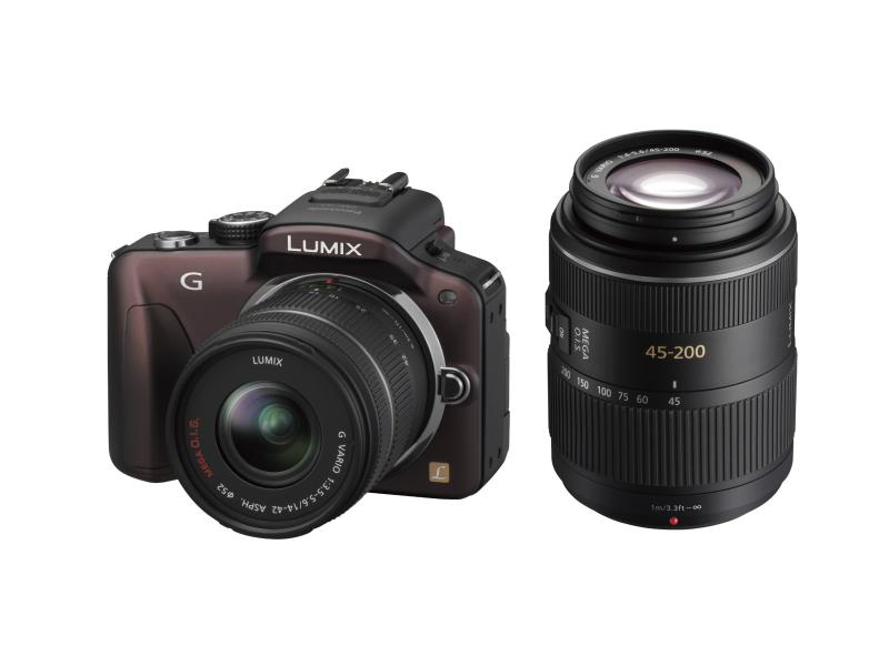 【中古】パナソニック 鏡鑑受け答え一眼写真機 LUMIX G3 ダブルズームキット センシュアルブラウン DMC-G3W-T