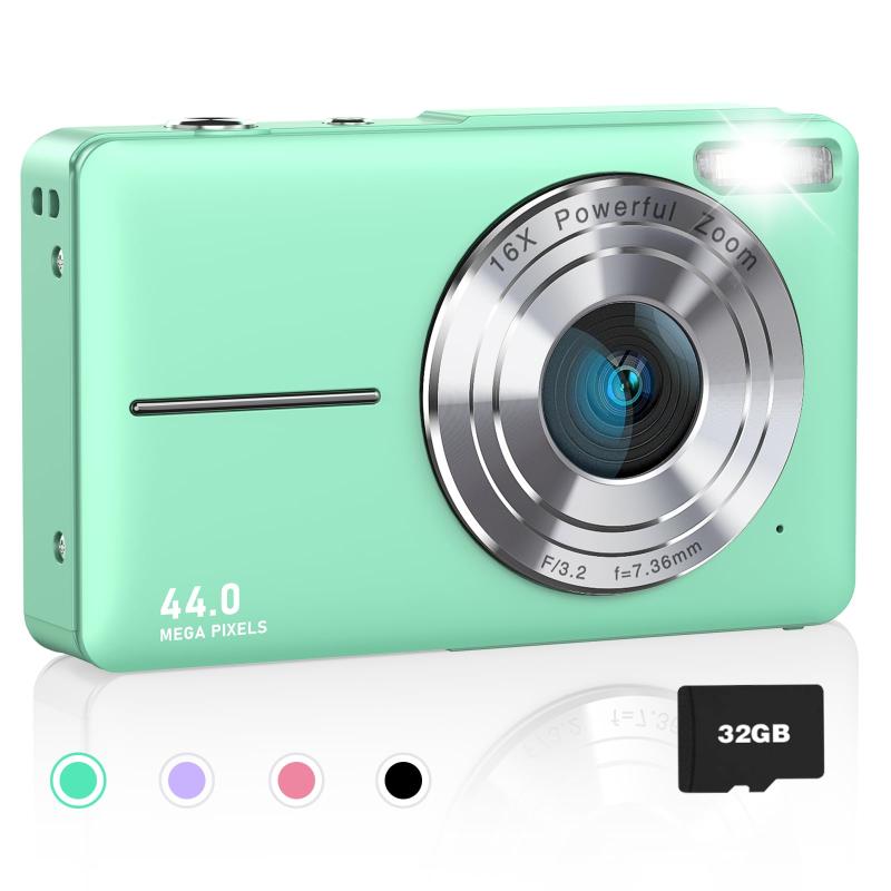 【中古】AiTechny デジタルカメラ デジカメ 4400万画素 1080ｐ動画 16倍ズーム 2.4インチIPSスクリーン ビデオ録画 ウェブカメラ 多機能カメラ ストラップ付き 使いやすい 軽量 小型 子供の日 プレゼント (当店保証30日間 人気