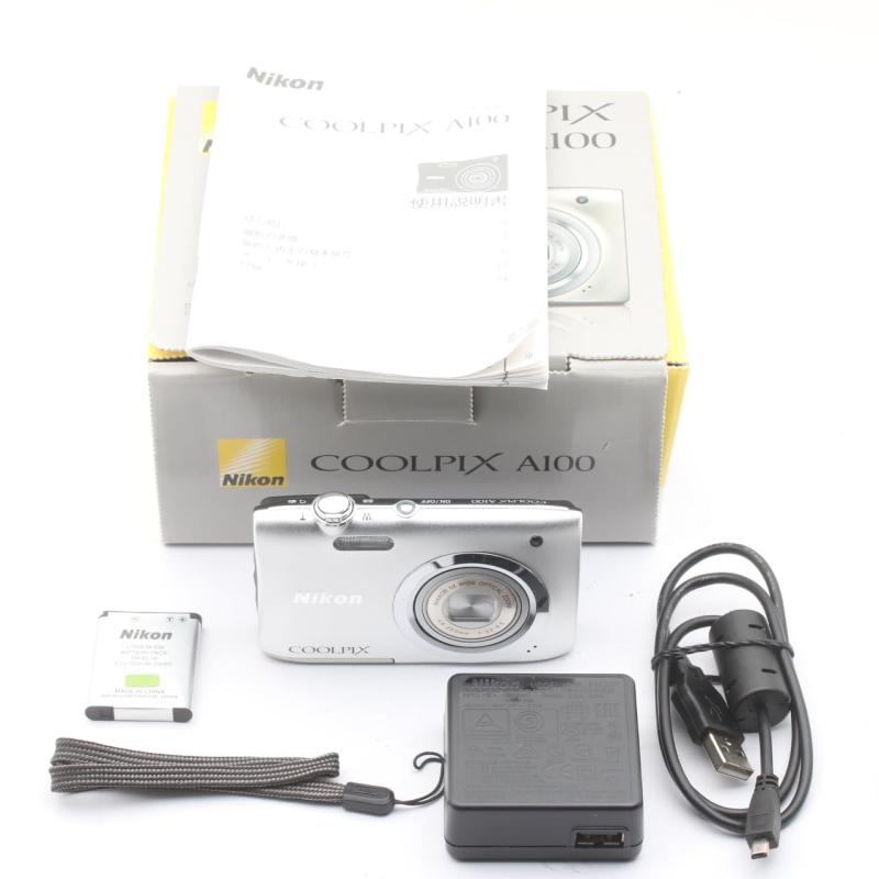 【中古】【管理済み品】 Nikon デジタル写真器 COOLPIX A100 光学5倍 2005万絵素 しろがね色 A100SL ニコン クールピクス 家電-その他