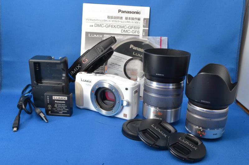 【中古】パナソニック ルミックス ミラーレス一眼カメラ ルミックス GF6 ダブルズームレンズキット 標準ズームレンズ/望遠ズームレンズ付属 ホワイト DMC-GF6W-W