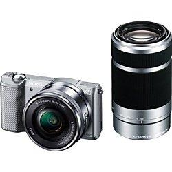【中古】SONY 銀鏡受け答え一眼 α5000 ダブルズームレンズキット しろがね色 ILCE-5000Y-S