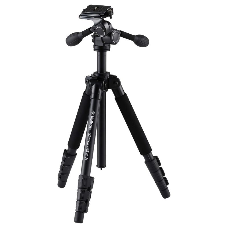 【中古】Velbon(ベルボン) 三脚 Sherpa(シェルパ) 645 III N 4段 レバーロック 脚径29mm 中型 3Way雲台 クイックシュー対応 アルミ脚 500427｜京都LaVIE店