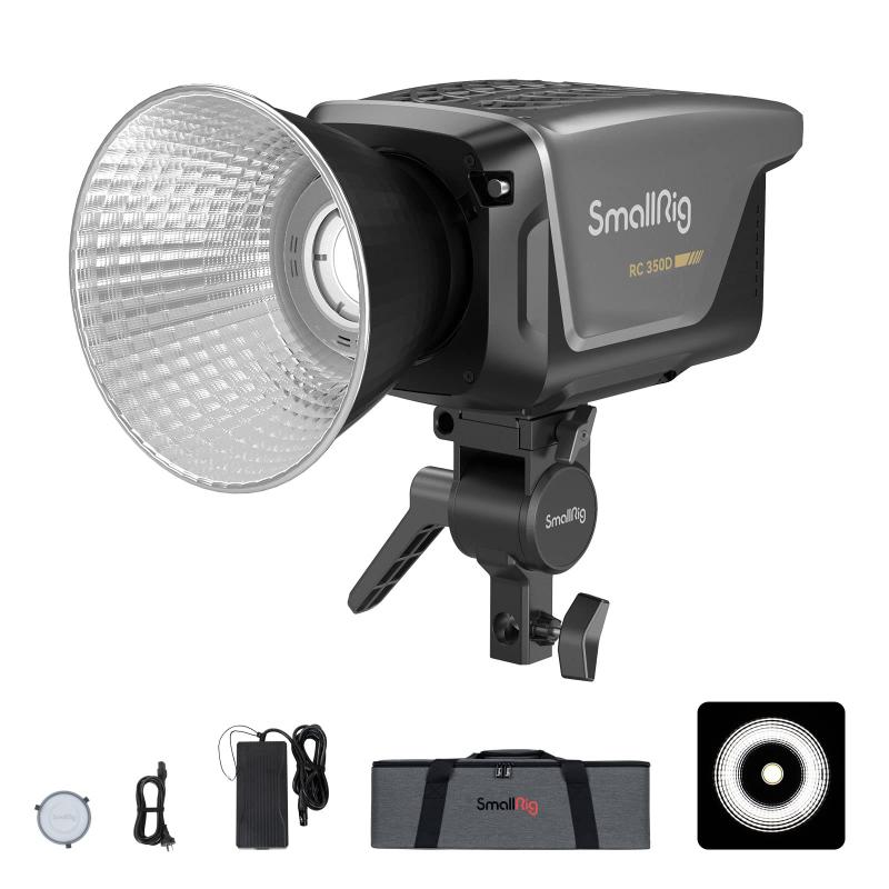 【中古】SmallRig RC350D LEDビデオライト COBライト 350W 5600k 色温度 常定光ライト 昼光バランス 撮影用ライト 撮影補助光 CRI 96+ TLCI 97+ 149,000LUX@1m 9種類の照明効果 ワイアレスコント｜京都LaVIE店