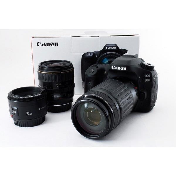 楽天市場】【中古】キヤノン Canon EOS 80D 単焦点&標準&望遠トリプルレンズセット 美品 SDカード付き : 京都LaVIE楽天市場店