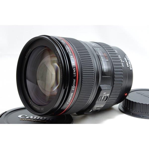 【中古】キヤノン Canon EF 24-105mm f/4 L IS USM 美品 標準ズームレンズ 望遠 前後キャップ付き当店保証30日間 人気モデル 高画質 売れ筋|京都LaVIE店