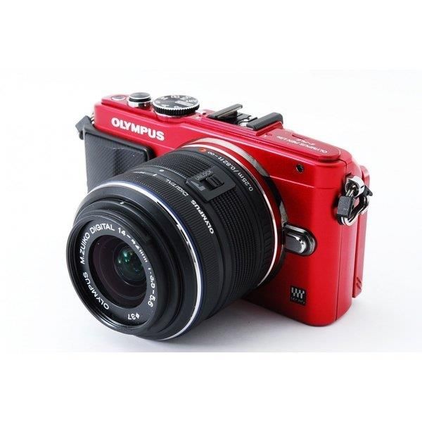【中古】オリンパス OLYMPUS E-PL6 レッド レンズキット 美品 外付けフラッシュ付き当店保証30日間 人気モデル 高画質 売れ筋