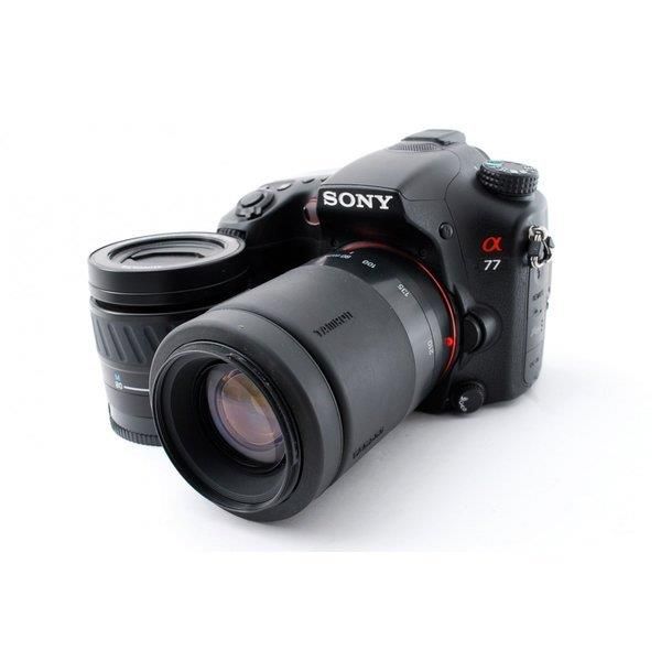 【中古】ソニー SONY α77 SLT-A77V 標準尺度\u0026望遠ダブル望遠レンズ仕掛ける 美品当店引き受ける30昼日なか 一般受け青写真 高画質 売れ筋