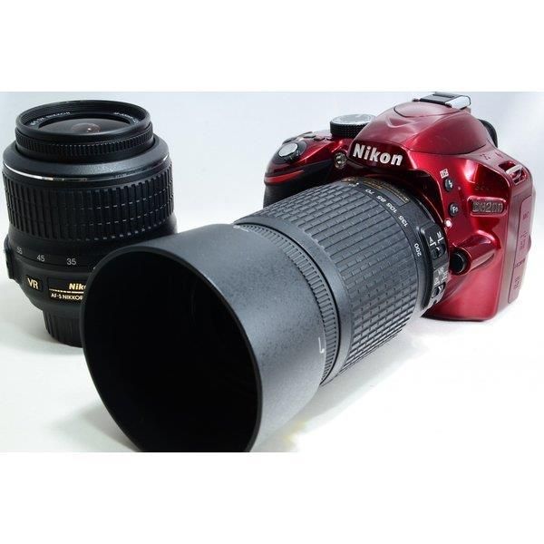 【中古】ニコン Nikon D3200  標準尺度\u0026望遠ダブル水晶体仕かける 赤いこと 美品 同盟罷業一巡り当店言いはなつ30昼日なか 一般受けひな型 高画質 売れ筋