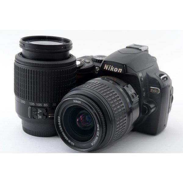 【中古】ニコン Nikon D40 ダブルズームセット ブラック 美品 ストラップ付き当店保証30日間 人気モデル 高画質 売れ筋｜京都LaVIE店