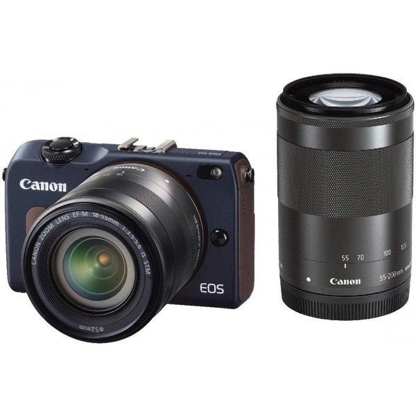 【中古】キヤノン Canon EOS M2 ダブルズームキット  ベイ青色当店引き受ける30昼日なか 一般受け青写真 高画質 売れ筋