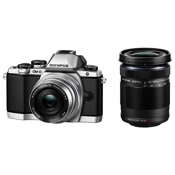 【中古】オリンパス OLYMPUS OM-D E-M10 ダブルズームキット しろがね色当店引き受ける30昼日なか 一般受け青写真 高画質 売れ筋