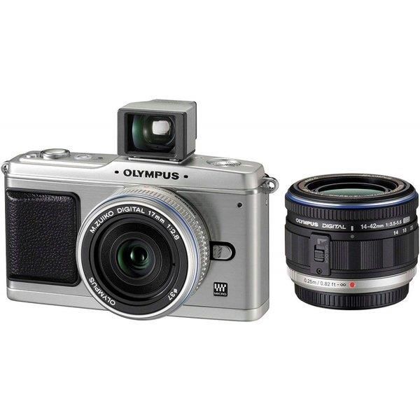 【中古】オリンパス OLYMPUS E-P1 ツインレンズキット シルバー当店保証30日間 人気モデル 高画質 売れ筋