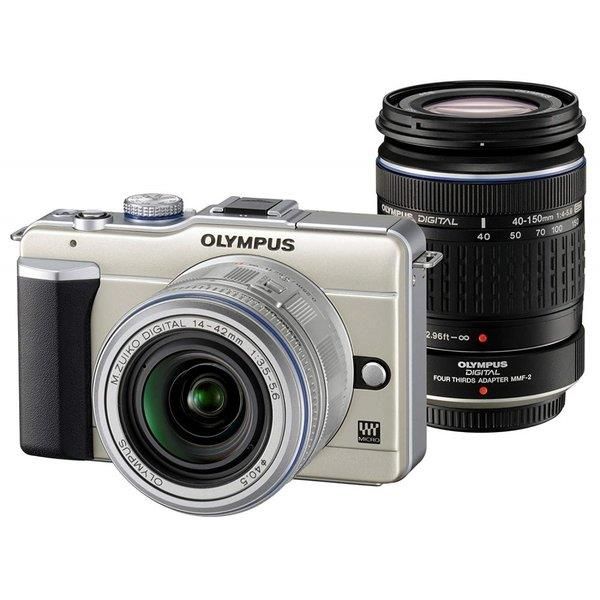 【中古】オリンパス OLYMPUS E-PL1ダブルズームキット 三鞭酒ゴールド当店引きうける30昼日なか 一般受けひな形 高画質 売れ筋