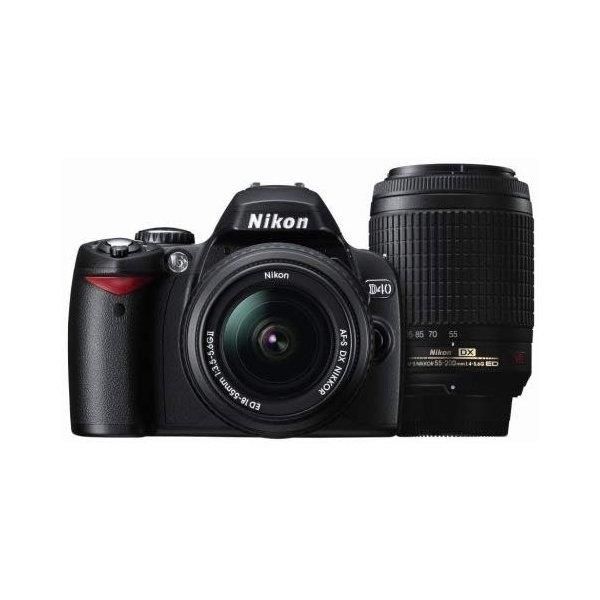 【中古】ニコン Nikon D40 ダブルズームキットII ブラック D40BWZII当店保証30日間 人気モデル 高画質 売れ筋