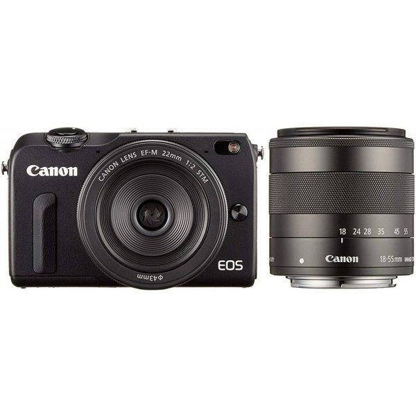 【中古】キヤノン Canon EOS M2 ダブルレンズキット 黒いこと当店引き受ける30昼日なか 一般受け青写真 高画質 売れ筋