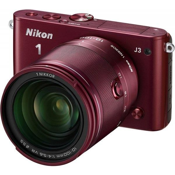 【中古】ニコン Nikon ミラーレス一眼 ニコン Nikon 1 J3 小型10倍ズームキット1 NIKKOR VR 10-100mm f/4-5.6付属 レッド N1J310ZKRD当店保証30日間 人気モデル 高画質 売れ筋