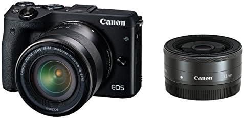 【中古】Canon ミラーレス一眼カメラ EOS M3 ダブルレンズキット(ブラック) EF-M18-55mm F3.5-5.6 IS STM EF-M22mm F2 STM 付属 EOSM3BK-WLK当店保証30日間 人気モデル 高画質 売れ筋