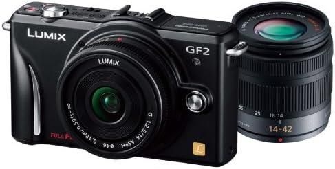 【中古】パナソニック デジタル一眼カメラ GF2 ダブルレンズキット(14mm/F2.5パンケーキレンズ、14-42mm/F3.5-5.6標準ズームレンズ付属) フルハイビジョンムービー一眼 エスプリブラック DMC-GF2 W-K当店保証30日間 人気
