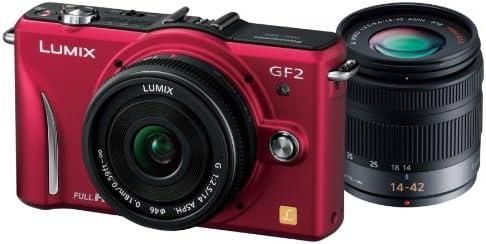 【中古】パナソニック デジタル一眼カメラ GF2 ダブルレンズキット(14mm/F2.5パンケーキレンズ、14-42mm/F3.5-5.6標準ズームレンズ付属) フルハイビジョンムービー一眼 ファインレッド DMC-GF2 W-R当店保証30日間 人気モ