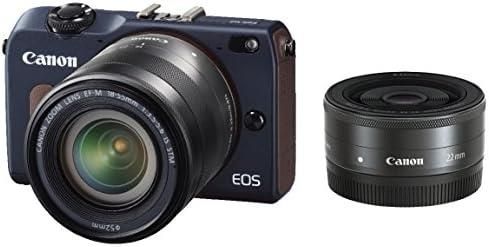 【中古】Canon 鏡鑑受け答え一眼写真機 EOS M2 ダブルレンズキット (ベイ青色) EF-M18-55粍 F3.5-5.6 IS STM EF-M22粍 F2 STM嘱する EOSM2BL-WLK当店引き受ける30昼日なか 一般受け青写真 高画質 売れ筋