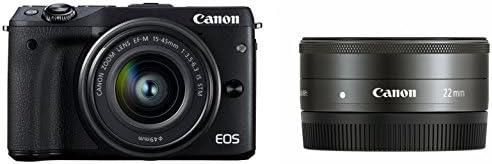 【中古】Canon ミラーレス一眼カメラ EOS M3 ダブルレンズキット(ブラック) EF-M15-45mm F3.5-6.3 IS STM EF-M22mm F2 STM 付属 EOSM3BK-WLK2当店保証30日間 人気モデル 高画質 売れ筋