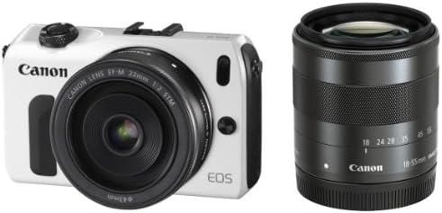 【中古】Canon ミラーレス一眼カメラ EOS M ダブルレンズキット EF-M18-55mm F3.5-5.6 IS STM/EF-M22mm F2 STM付属 ホワイト EOSMWH-WLK当店保証30日間 人気モデル 高画質 売れ筋