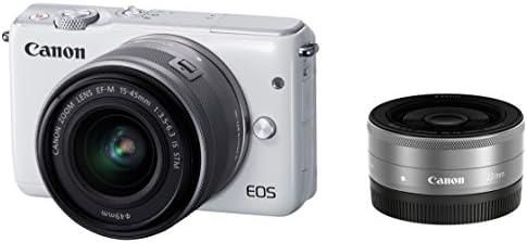 【中古】Canon ミラーレス一眼カメラ EOS M10 ダブルレンズキット(ホワイト) EF-M15-45mm F3.5-6.3 IS STM EF-M22mm F2 STM 付属 EOSM10WH-WLK当店保証30日間 人気モデル 高画質 売れ筋
