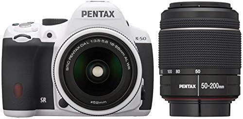 【中古】RICOH デジタル一眼レフ PENTAX K-50 DAL18-55mmWR・DAL50-200mmWRダブルズームキット ホワイト K-50 WZOOM KIT WHITE 10952当店保証30日間 人気モデル 高画質 売れ筋
