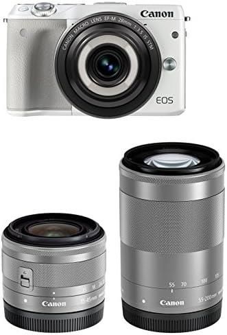 【中古】Canon 鏡鑑受け答え一眼写真機 EOS M3(白いこと)・創作的マクロ命令 トリプルレンズキット EOSM3WH-CMTLK当店引きうける30昼日なか 一般受けひな形 高画質 売れ筋