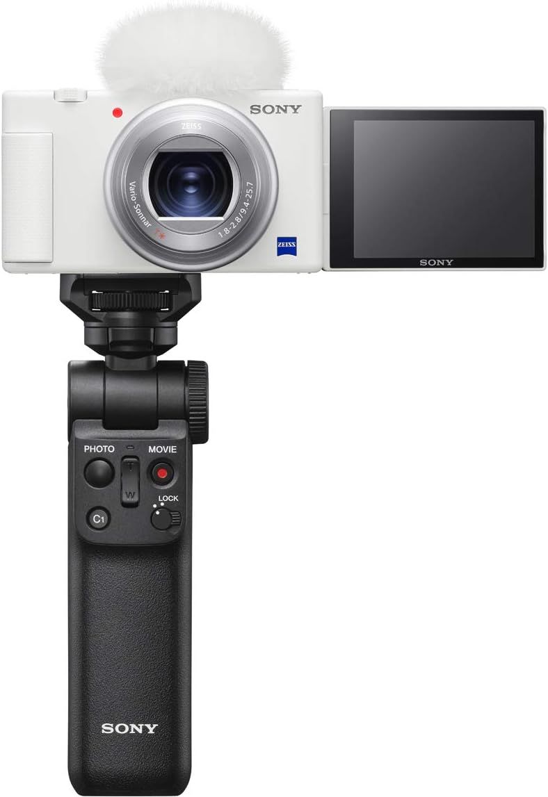 【中古】ソニー Vlog用カメラ VLOGCAM デジタルカメラ ZV-1 シューティンググリップキット(同梱グリップ:GP-VPT2BTブラック、バッテリーパック+1個) ウィンドスクリーン付属 24-70mm F1.8-2.8 ズームレンズ ホワイト