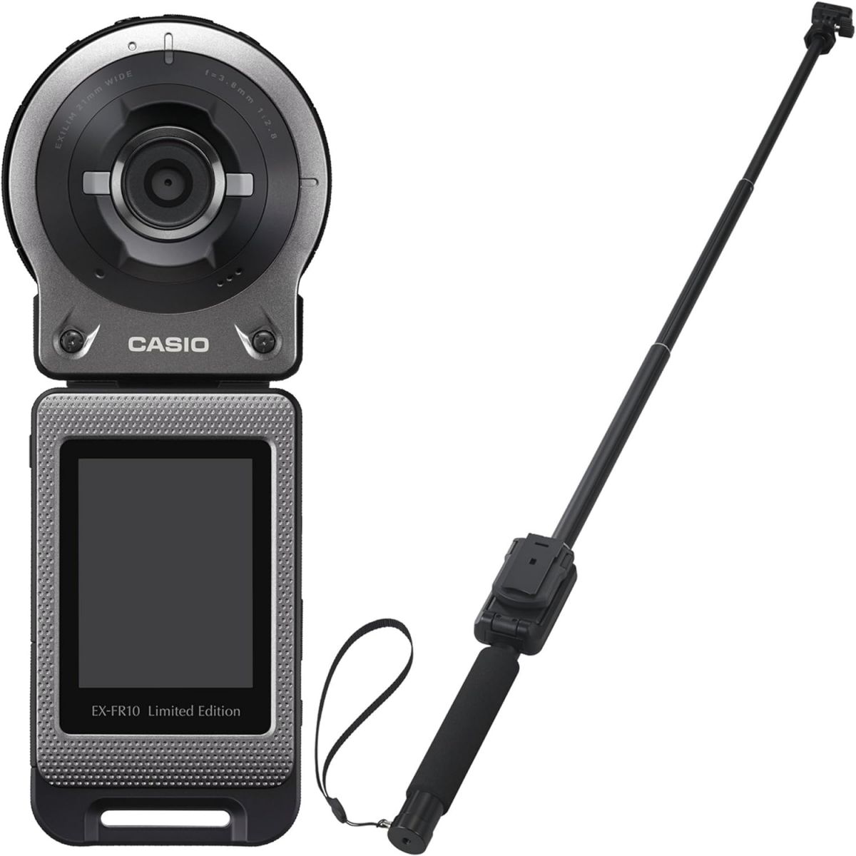 【中古】CASIO EXILIM 限定モデル EX-FR10GYSET マルチアングルスティックセット 14.1M画素 カメラ部/コントロール部分離 フリースタイルカメラ 限定カラー当店保証30日間 人気モデル 高画質 売れ筋