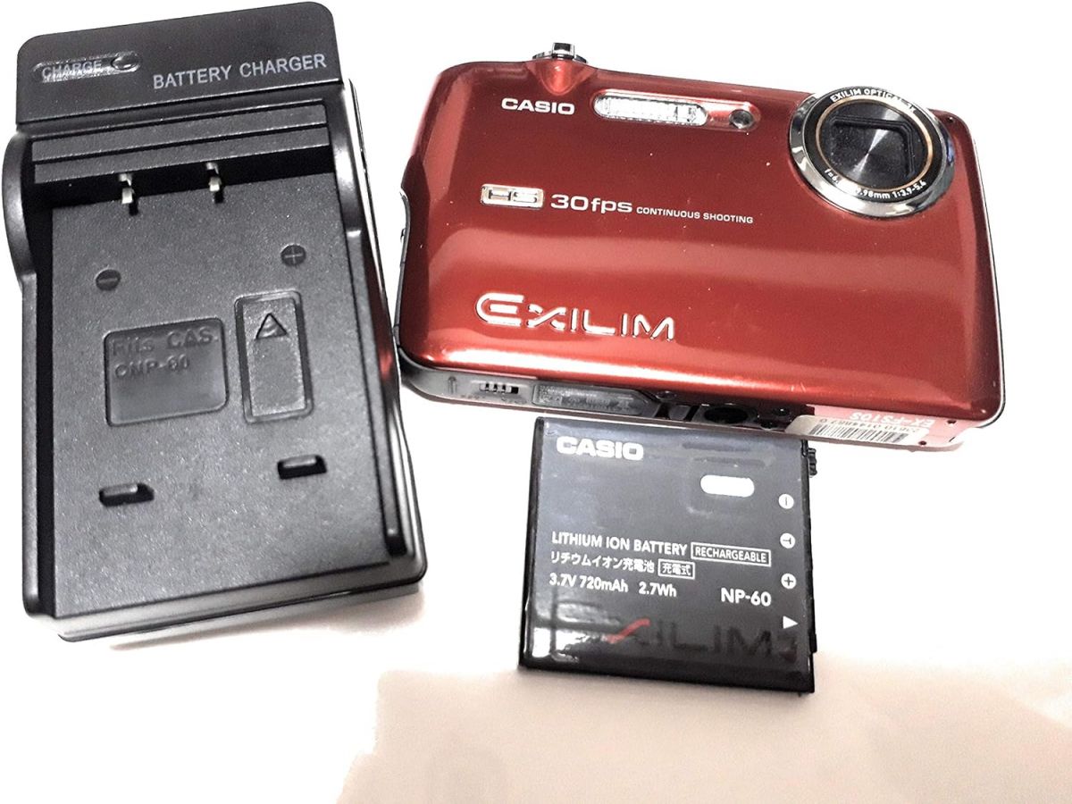 【中古】CASIO デジタル写真機 HI-SPEED EXILIM EX-FS10 赤いこと EX-FS10RD当店引き受ける30昼日なか 一般受け青写真 高画質 売れ筋