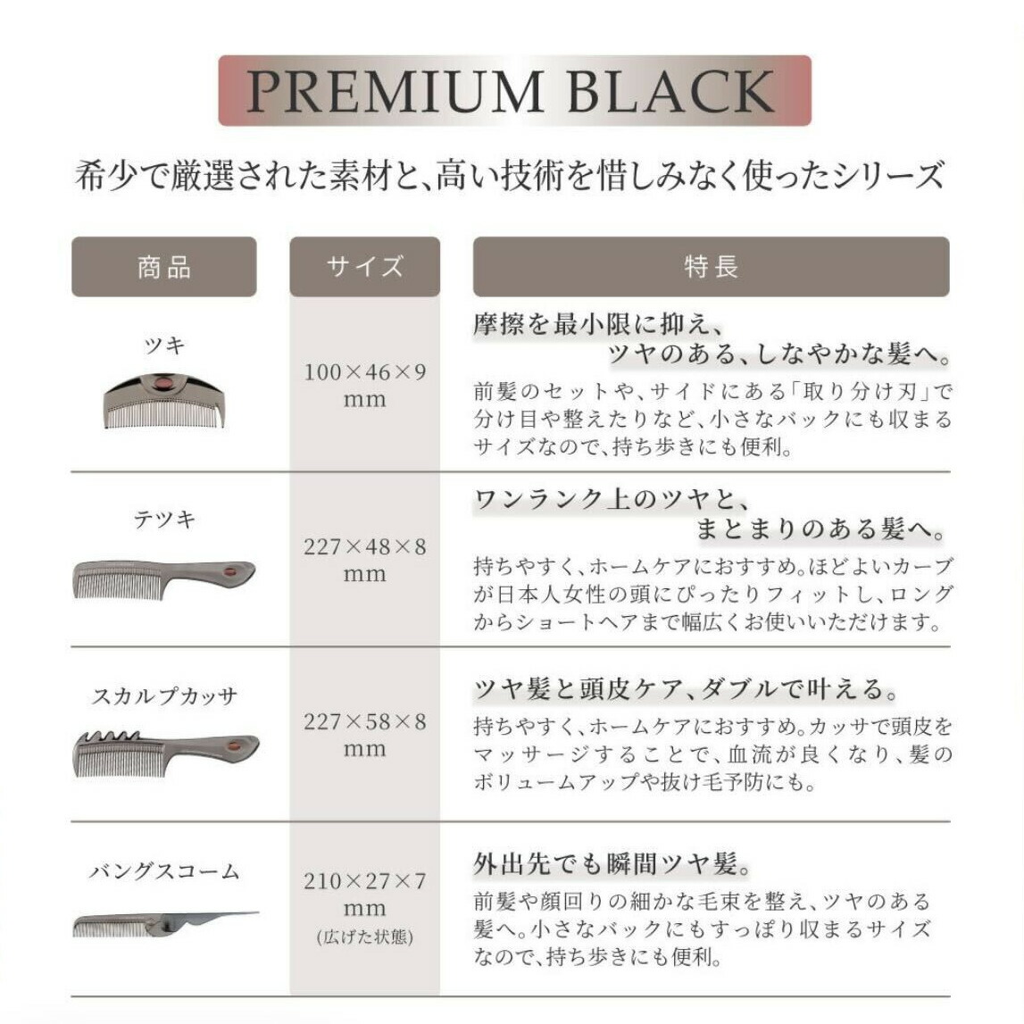 公式】 ラブクロム ヘアコーム PGバングスコーム プレミアムブラック