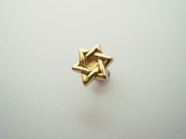 【１８金製の 六芒星 ピアス １個】 １８金製のキャッチ付属 １８金 イエローゴールド K18 キリスト 十字架 ダビデの星 ヘキサグラム ピアス 送料無料 お守り ハンドメイド 手作り プレゼント ギフト包装 メンズ レディース ラブクラフト｜シルバーアクセサリーラブクラフト 40,934円