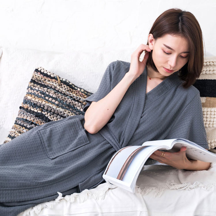 バスローブ レディース ワッフル生地 お風呂上り 優しい肌触り ホテル メンズ