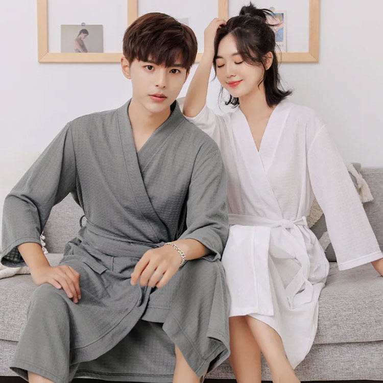 バスローブ レディース ワッフル生地 お風呂上り 優しい肌触り ホテル メンズ